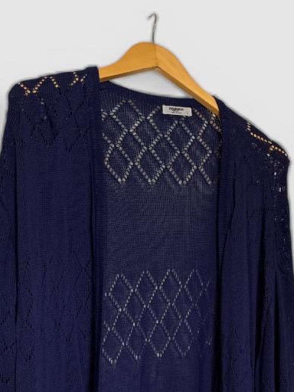 Zeagoo Navy Blue Pointelle Knit Open Front Cardigan - Size L - Picture 4 of 5